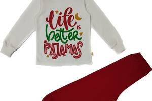 Пижама 'Life pajamas' интерлок молочно-красная Лио 104 (4841396)