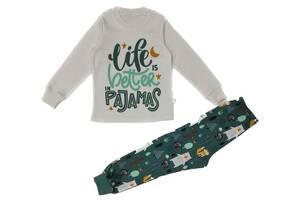 Пижама 'Life pajamas' интерлок молочно-зеленая Лио 116 (4841394)