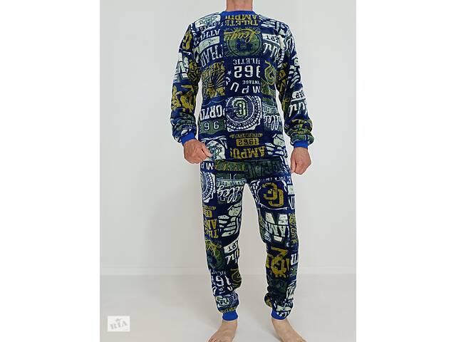 Пижама махровая мужская с буквами Triko 52-54 Синий (63239933-2)