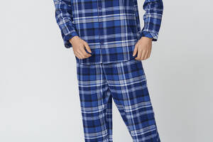 Пижама мужская Cyberjammies Riley 6757-6758 S Синий в клетку (5051877416581)