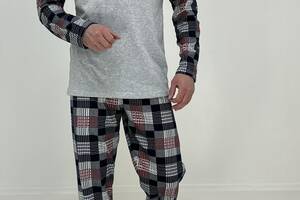 Пижама мужская Mark Triko кофта штаны в клетку 54-56 Серая 29474796-2