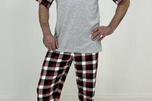 Пижама мужская Nico Triko футболка штаны в клетку 50-52 Серая 83676857-1