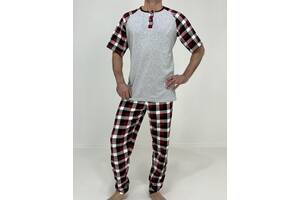 Пижама мужская Nico Triko футболка штаны в клетку 54-56 Серая 83676857-2