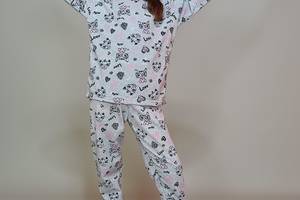 Пижама на девочку теплая Triko Kitty 140 см Серая (61385943-2)