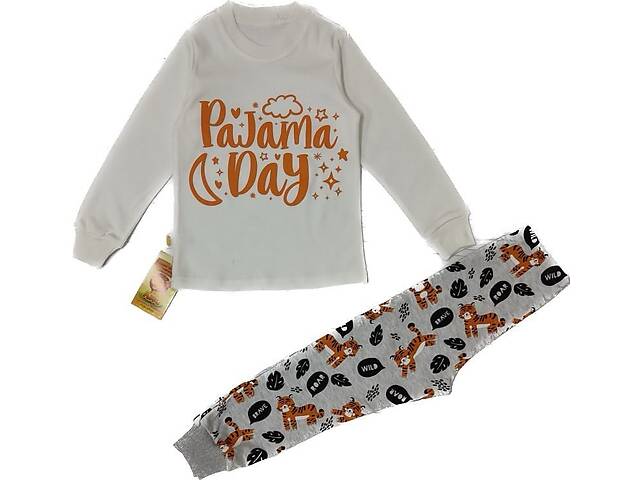 Пижама 'Pajama day' интерлок молочно-серая Лио 116 (4841392)