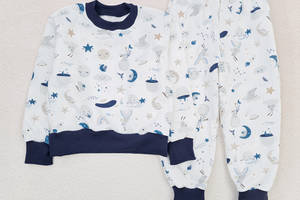 Пижама с начесом Dexter`s moon bunny 110 см темно-синий молочный (131738469152)
