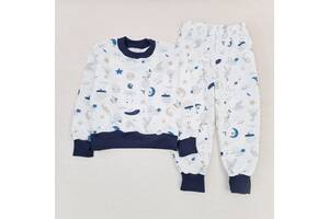 Пижама с начесом Dexter`s moon bunny 134 см темно-синий молочный (131738669152)