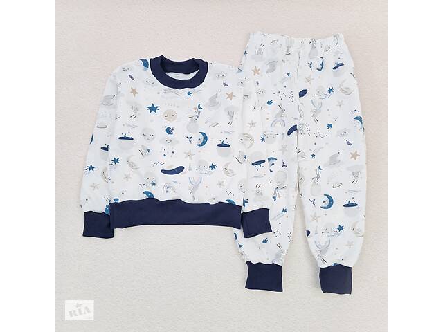 Пижама с начесом Dexter`s moon bunny 140 см темно-синий молочный (131738769152)