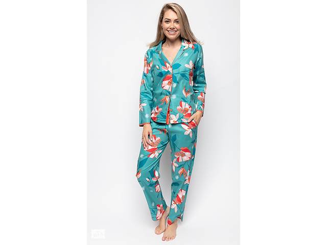 Пижама женская Cyberjammies Coco 9570-9571 12/M Зеленый с цветочным принтом (5051877440937)