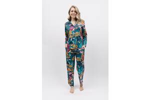 Пижама женская Cyberjammies Maple 9892-9893 10/S Бирюзовый с принтом кленовых листьев (5051877462939)