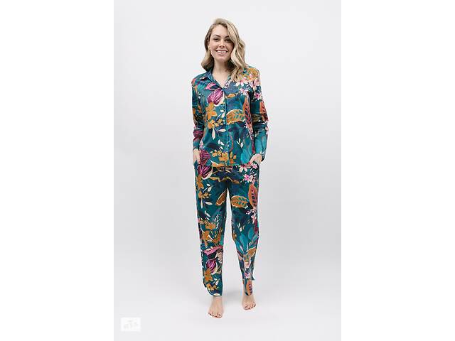 Пижама женская Cyberjammies Maple 9892-9893 20/3XL Бирюзовый с принтом кленовых листьев (5051877462984)