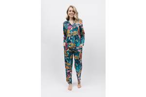 Пижама женская Cyberjammies Maple 9892-9893 22/4XL Бирюзовый с принтом кленовых листьев (5051877462991)