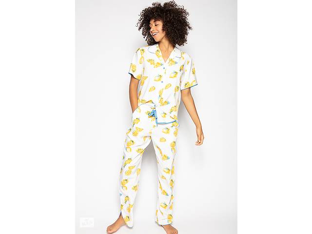 Пижама женская Cyberjammies Phoebe 4816-4817 16 XL Молочный с лимонным принтом (5051877340817)