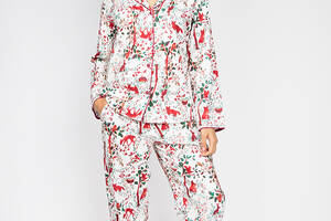 Пижама женская Cyberjammies Robyn 4981-4982 8/XS Белый с лесным принтом (5051877365414)