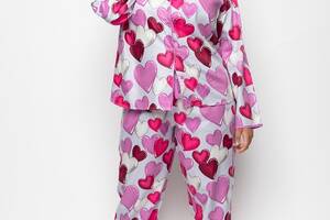 Пижама женская Cyberjammies Viola 9558-9559 12/M Серый с принтом сердца (5051877450325)