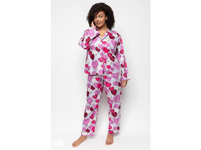 Пижама женская Cyberjammies Viola 9558-9559 16/XL Серый с принтом сердца (5051877450349)