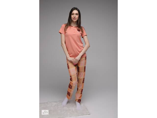 Пижама женская Teknur 74808 L Оранжевый (2000989520382)