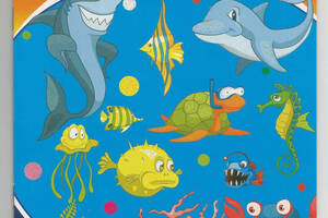 Розмальовка 'Підводний світ' з наклейками-підказками 16х23 см В5 16 сторінок Рюкзачок антистрес олівці