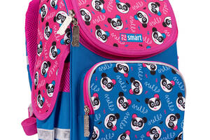 Рюкзак школьный каркасный SMART PG-11 Hello panda синий/розовый (557596)