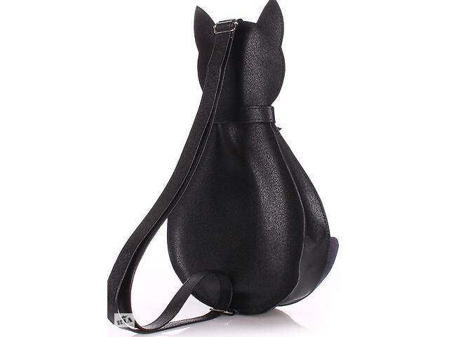 Рюкзак женский POOLPARTY leather-cat-backpack кожа 6 л черный