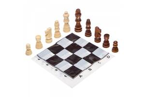 Шахматные фигуры деревянные с полотном PVC для игр 300P(MR08838)