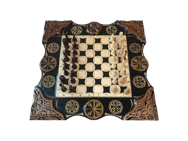 Шахматы 3 в 1 ручной работы Арбуз 64*32 см 191031