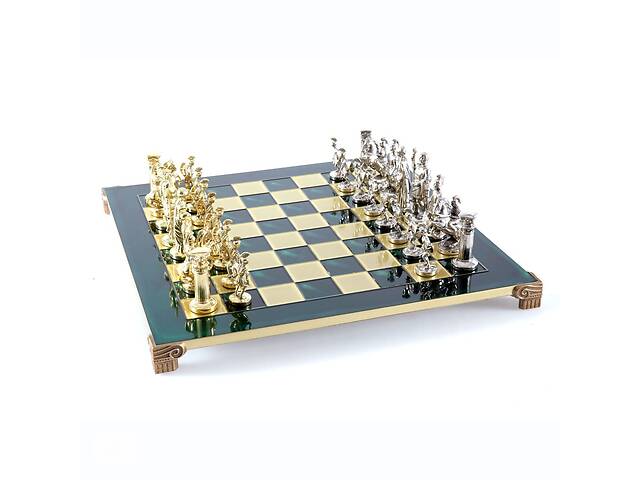 Шахматы 'Manopoulos' Греко-римськие, латунь, деревянный футляр, цвет доски зеленый, размер 44х44см (S11GRE)