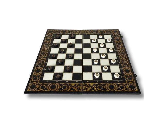 Шахматы шашки набор 2 в 1 с акрилового камня Арбуз 60*30 см 190624