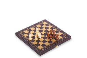 Шахматы шашки нарды 3 в 1 кожзам SP-Sport L3008 30x30см Черный-золотой