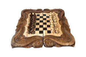 Шахматы шашки нарды игральный набор 3 в 1 из дерева Арбуз 59*27*9см 191008