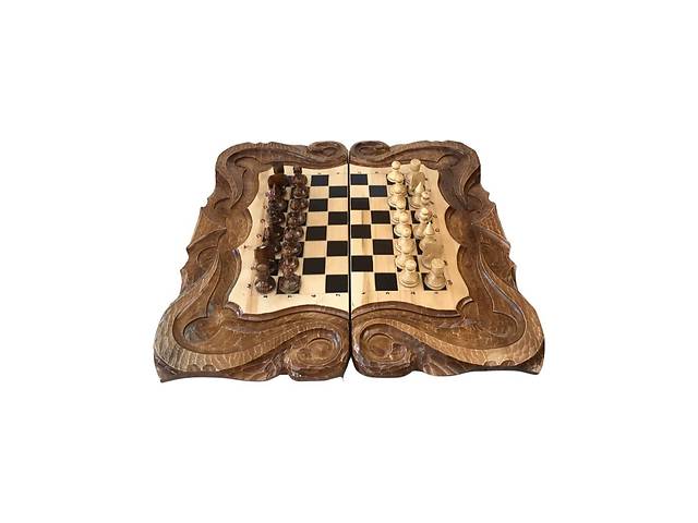 Шахматы шашки нарды игральный набор 3 в 1 из дерева Арбуз 59*27*9см 191008