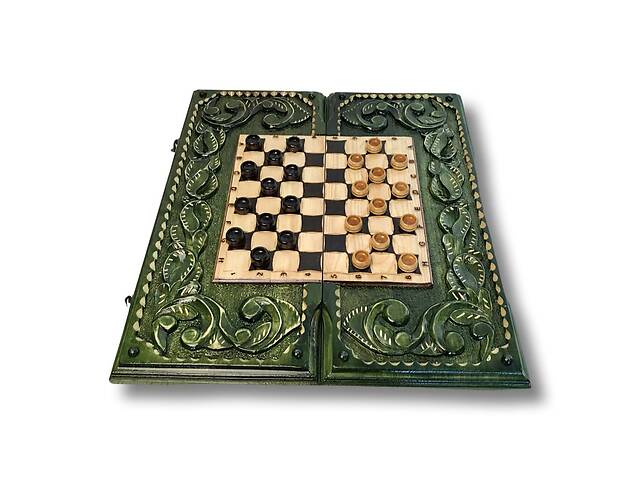 Шахматы шашки и нарды 3 в 1 ручной работы Арбуз 55*25*7 см 191406