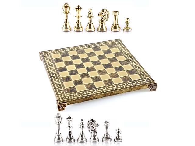 Шахи Manopoulos Classic Metal Staunton Chess set with Gold Silver бронза Cheі 36х36 см (S34MBRO)