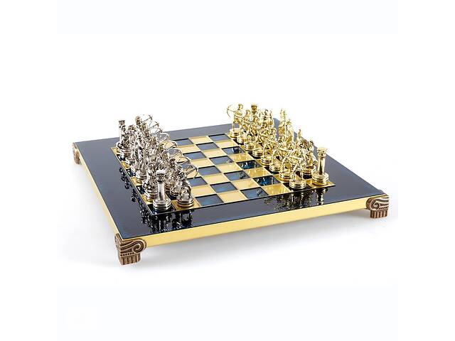 Шахматы Manopoulos «Лучники», латунь, деревянный футляр, цвет доски синий, размер 28х28см (S15BLU)
