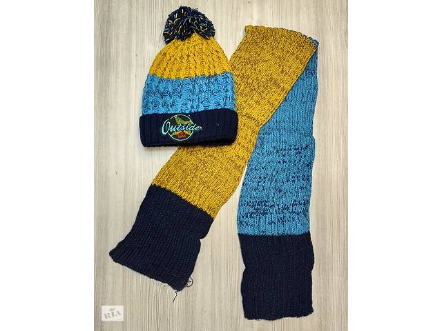 Шапка + шарф зимние Outside темно-синие