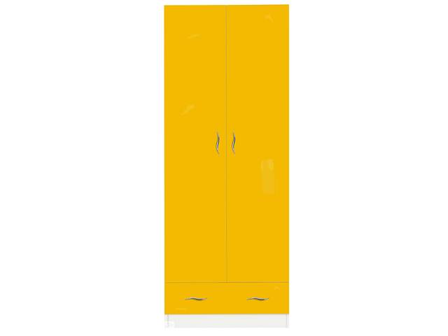 Шкаф с ящиком от детской Бася с крашеными МДФ фасадами МАКСИ МЕБЕЛЬ Белый гладкий/Желтый (5103021)