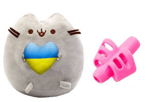 Силиконовая насадка для коррекции письма 2Life Розовый и мягкая игрушка кот с сердцем Пушин кэт 25 см Серый (n-10388)