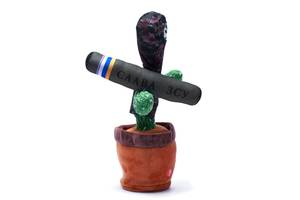 Танцующий поющий кактус Патриот Тарас с джавелином Dancing Cactus с подсветкой 32 см повторюшка и USB зарядка