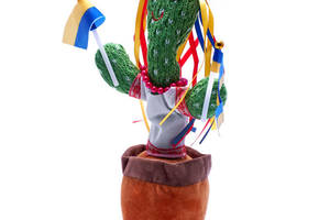 Танцующий поющий кактус Украинка Стефания Dancing Cactus с подсветкой 32 см повторюшка и USB зарядка