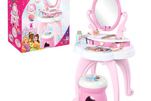 Туалетный столик с зеркалом Дисней Принцессы Парикмахерская 2-в-1 со стульчиком с принадлежностями Smoby BR219523