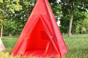 Уличная детская палатка вигвам из водоотталкивающей ткани 110х110х180 см красная