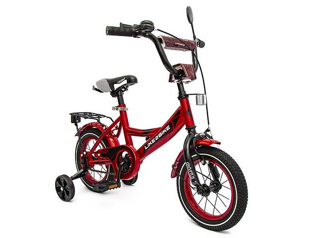 Велосипед дитячий Like2bike'Sky' 211203 колеса 12' рама сталь з дзвінком бордовий