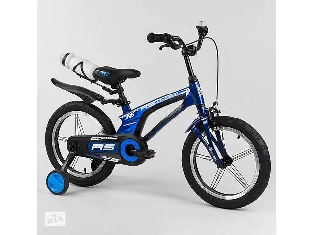 Велосипед детский магниевый 2-х колёсный 'CORSO' 16' алюминиевые диски (собран на 85%) Black/Blue (102010)