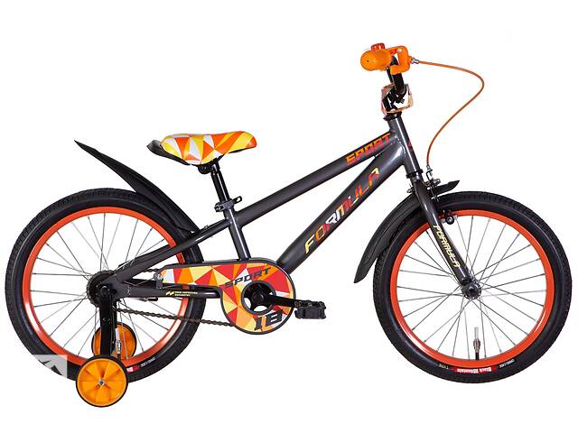 Велосипед ST 18' Formula SPORT с крылом Pl 2022 (серый с оранжевым)