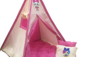 Вигвам детская игровая палатка Kospa Lol 160х115х115 см Розовый с бежевым