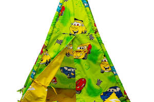 Вигвам детская игровая палатка Kospa Машинки 160х115х115 см Зеленые