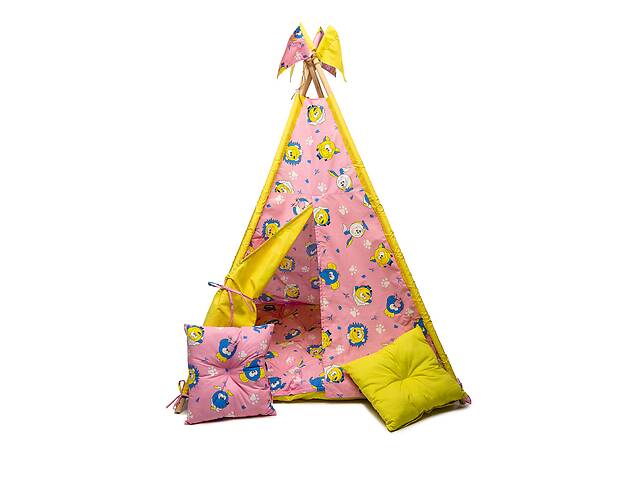 Вигвам детская игровая палатка Kospa Смешарики 160х115х115 см Розовый с желтым