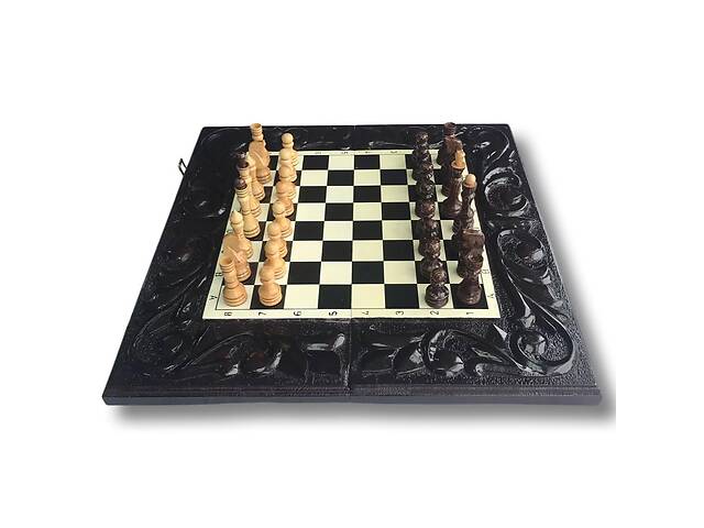 Игральный набор 3 в 1 шахматы шашки нарды из дерева Арбуз 60*30*10 см 194011