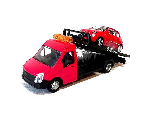 Игровой набор Bburago Автоперевозчик с машинкой Fiat Red OL32845