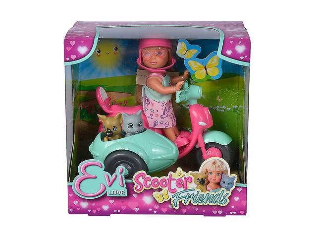 Игровой набор Эви Traveling on a scooter with animals с аксессуарами Simba OL227001